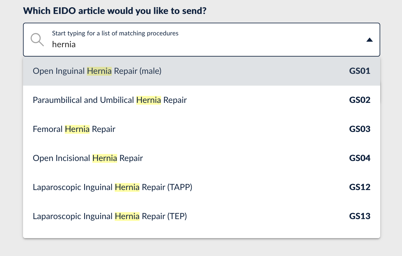 search for hernia showing results