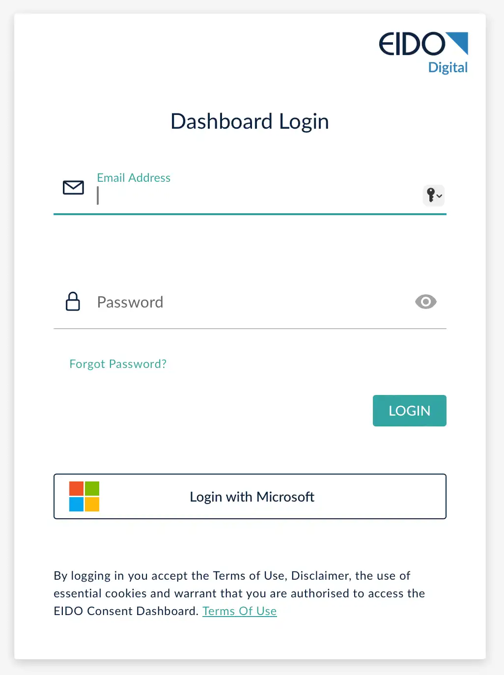 Login page