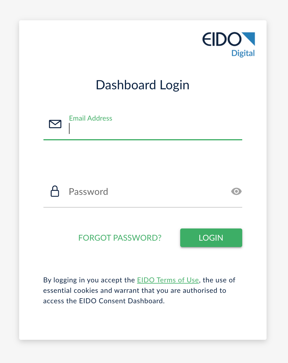 Login page