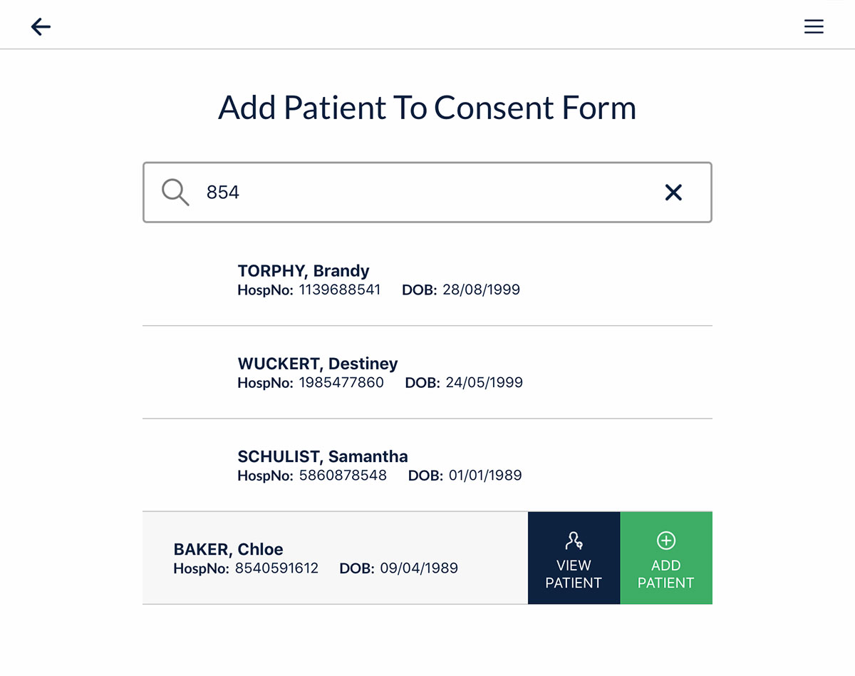 Add patient to a consent form